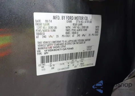 2015 Ford Explorer Xlt z USA, uszkodzony, nr VIN 1FM5K8D87FGA70945